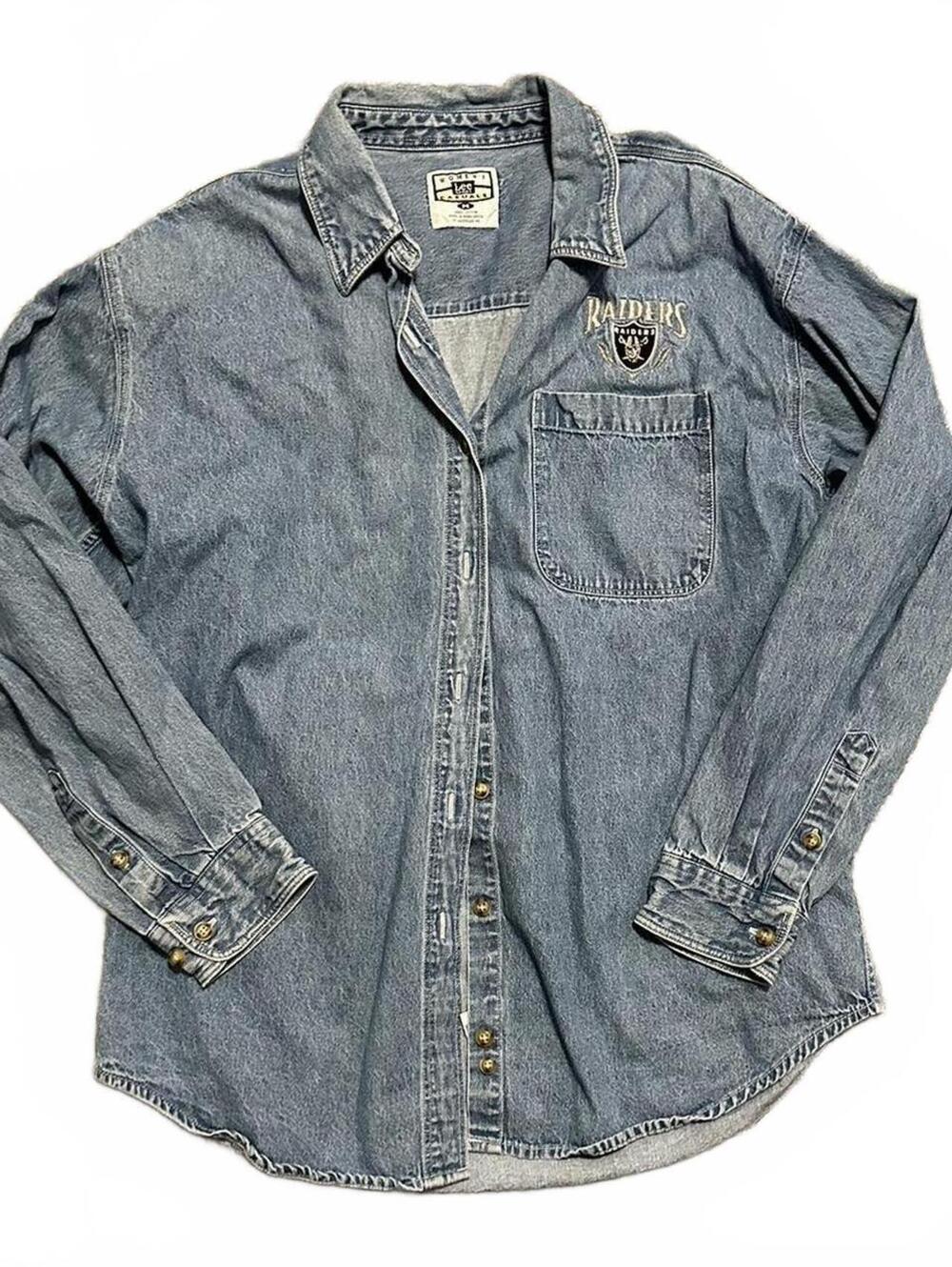 Vintage 90s Lee Sport Women’s Raiders Embroidered Button Up Shirt Size M